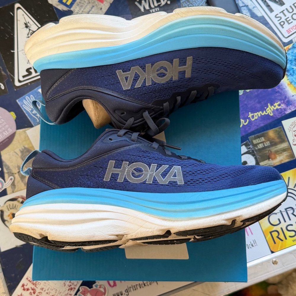 Hoka Navy and Light Blue Athletic Shoes Men’s 8D EU 41 Women’s 10 - Picture 4 of 7
